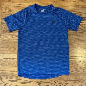 Under Armour Men’s Tech Tee 2.0 Short Sleeve T-Shirt Blue Stripes White SIZE SM
